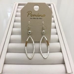 NWT Silver Oblong Gold Wire Wrap Earrings HE3076 WSWG